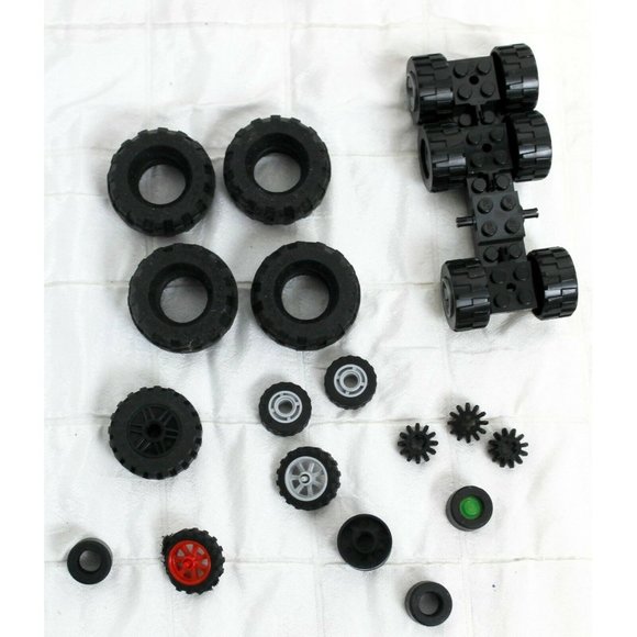 Lot of Lego Wheels Multiple Sizes Trailer 8 Wheels Parts Accessories Vehicles - Picture 1 of 9